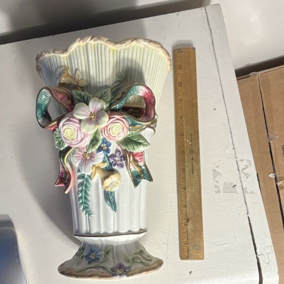 a Fitz and Floyd Classics Ceramic Decorative Floral Vase, Multicolor, 11-inch - Picture 4 of 5